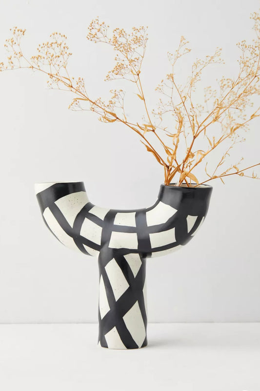 Black & White Motif Double Chamber Vase