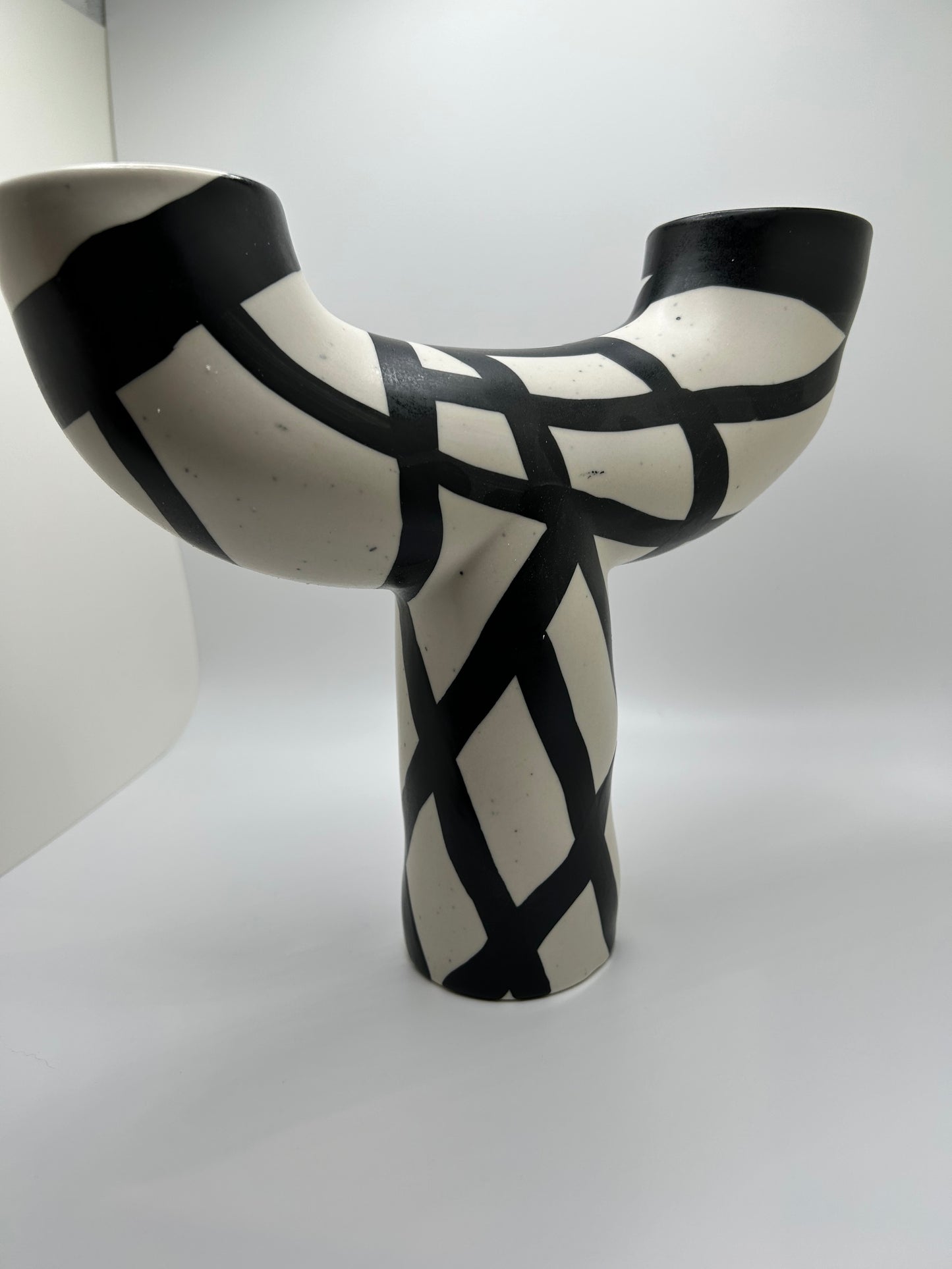 Black & White Motif Double Chamber Vase