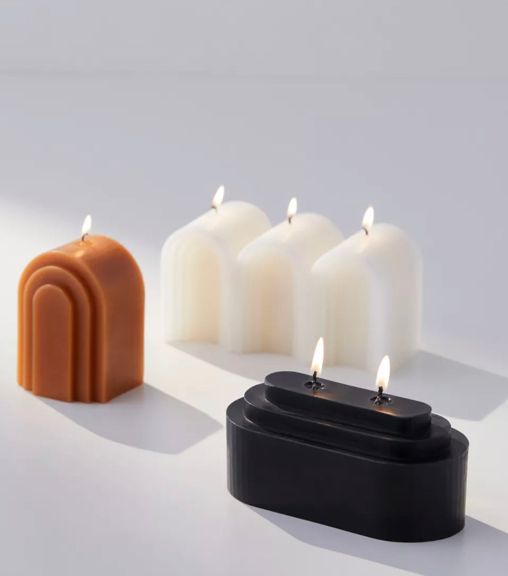Geo Shaped Wax Candle - White